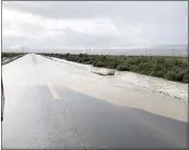  ?? COURTESY OF CALTRANS ?? Highway 33 closed between Lokern Road and Lerdo Highway after water gushed onto roads, according to Caltrans.