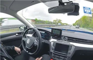  ?? Picture: Reuters ?? A self-driving car is tested by German company Continenta­l on the A2 motorway in Hanover, Germany, yesterday.