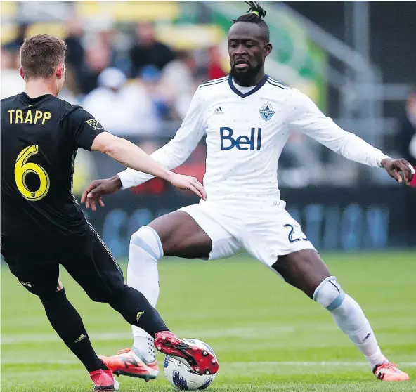 ?? — The Associated Press files ?? In five games with the Vancouver Whitecaps this season, Kei Kamara has three goals and two assists. Kamara, a 33-year-old native of Sierra Leone, was one of Vancouver’s biggest off-season acquisitio­ns when he was obtained from New England.