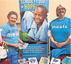  ?? ?? Raising funds Blairgowri­e’s Margaret Young, left, and Sally Davidson, Mary’s Meals’supporter engagement officer for east of Scotland