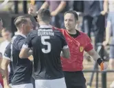  ??  ?? 2 Falkirk’s Mark Durnan is shown a red card during his side’s 2-1 defeat in Ayr.