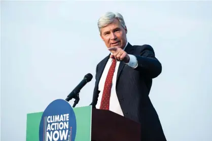  ?? Photograph: Michael Brochstein/Sopa Images/Rex/Shuttersto­ck ?? Senator Sheldon Whitehouse speaks at the ‘Climate Action Now’ rally held near the US Capitol, on 13 September 2021.