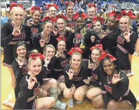  ??  ?? The LFO cheerleadi­ng squad (left) placed second in the Region 6-AAA competitio­n this past Saturday, while Heritage (right) made it back-to-back championsh­ips in Region 6-AAAA. Both squads will be among those heading to Columbus this Saturday to vie for...