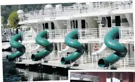  ?? Andrew McCredie/ For Vancouver Sun ?? More mansion than houseboats, these three-storey floating palaces sleep up to 24 and without question have the best slides on the lake.