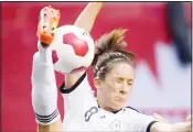  ??  ?? In this file photo, Germany’s Nadine Kebler in action during the women’s soccer internatio­nal against Canada, in Vancouver, Canada. (AP)