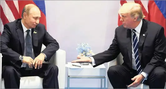 ?? PICTURE: AFP ?? Russian President Vladimir Putin and US President Donald Trump. Both countries are at odds over stringent sanctions that have been proposed by America on Russia.