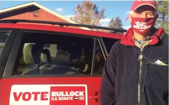  ?? PROVIDED PHOTO ?? Retired TV journalist Larry Yellen canvasses before the Nov. 3 election for Montana Senate candidate Steve Bullock.