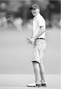  ??  ?? Jordan Spieth of the United States reacts to his putt during a practice round prior to the 2017 PGA Championsh­ip at Quail Hollow Club on August 8, 2017 in Charlotte, North Carolina. - AFP photo