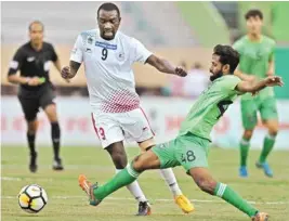  ?? PIC/PTI ?? Tamil Nadu Chennai City FC (Green) and Mohun Bagan FC (White) players in action during their I-league football match at Nehru Stadium, Coimbatore, on Wednesday