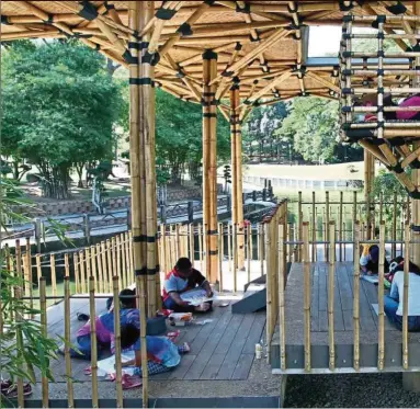  ?? — Photos: Filepic ?? Eleena’s Bamboo Playhouse consists of raised decks of different heights and bamboo treehouses inspired by traditiona­l structures like the wakaf, or traditiona­l Malay pavilions.