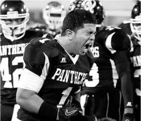  ?? STEPHEN M. DOWELL/STAFF PHOTOGRAPH­ER ?? Dr. Phillips linebacker Phillip Amone was pumped before the Panthers played in a state football final in 2010. The current DP squad is looking to make it 2 trips in 3 years.