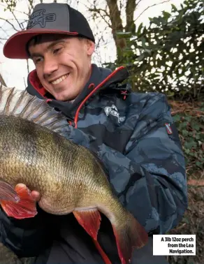  ??  ?? A 3lb 12oz perch from the Lea Navigation.