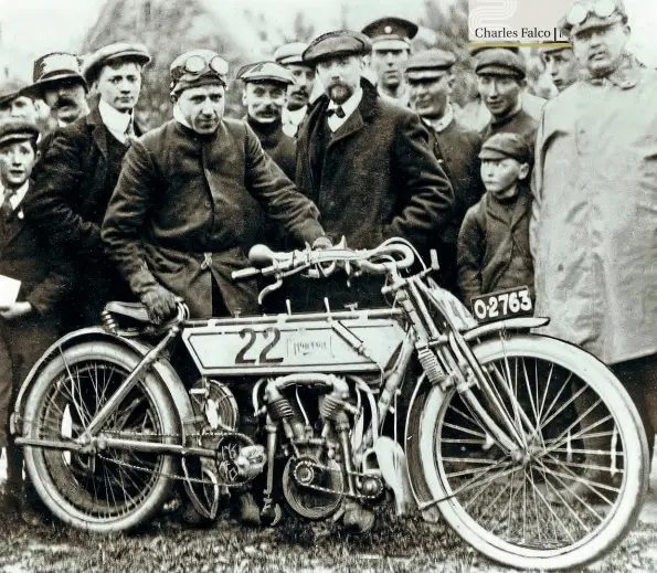  ??  ?? Above: There was a Peugeot V-twin power unit for Norton’s 1907 TT winner, ridden
by Rem Fowler.