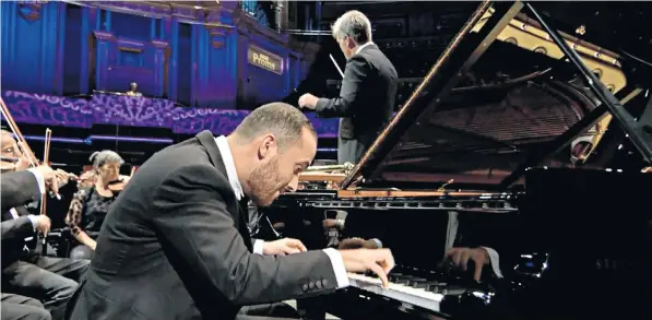  ??  ?? The German pianist Igor Levit performing at the opening of this year’s Proms season, where he played Beethoven’s Ode to Joy, the anthem of the European Union, to the disgust of some in the audience
