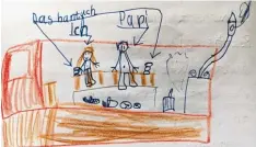  ?? Fotos (2): Safy Etiel ?? Flora, 7 Jahre, aus Berlin hat die fahrbare Sauna schon einmal zusammen mit ihrem Vater ausprobier­t. Danach hat sie dieses Bild gemalt.