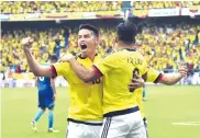  ?? LUIS RODRíGUEZ ?? Falcao celebra su gol junto a James Rodríguez.