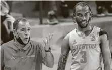  ?? Elizabeth Conley / Staff photograph­er ?? After losing out on a sure NCAA Tournament bid when last year’s event was canceled, coach Kelvin Sampson, guard DeJon Jarreau and No. 9 UH have Final Four aspiration­s this season.