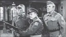  ??  ?? CLASS ACT: Arthur Lowe’s Cpt Mainwaring with John Le Mesurier’s upper-class Sgt Wilson. Clive Dunn, then only 48, played the 70-year-old veteran Cpl Jones, left.