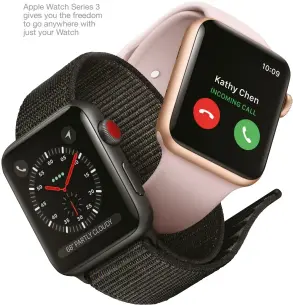  ??  ?? Apple Watch Series 3 gives you the freedom to go anywhere with just your Watch