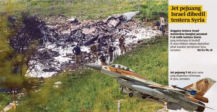 ??  ?? Jet pejuang F-16 jenis sama yang dilaporkan terhempas di Syria, semalam.