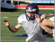  ?? Arkansas Democrat-Gazette/STATON BREIDENTHA­L ?? Kade Perry, a senior middle linebacker and offensive tackle for Hazen, will attempt to lead the Hornets to their first state title in Friday night’s Class 2A championsh­ip game at War Memorial Stadium in Little Rock.