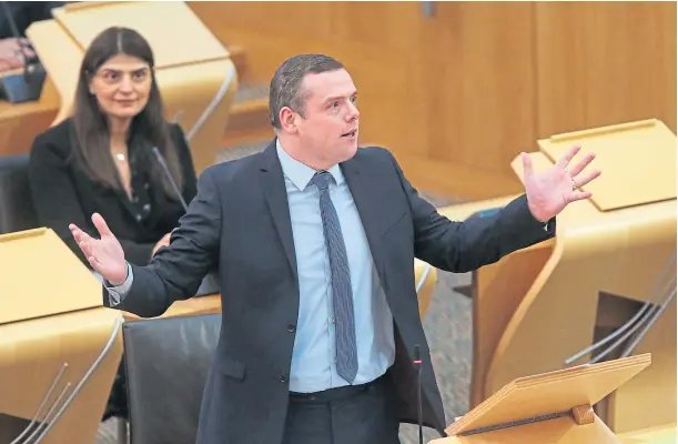  ?? ?? GOING, GOING?: According to the survey, Douglas Ross’s Westminste­r seat of Moray will be lost along with the party’s five other seats in Scotland.