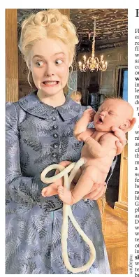  ?? ?? Oh, baby! Elle Fanning shows off a new “co-star” on Instagram Saturday. The star of “The Great” wrote of the upcoming second season, “Our crew pulled off the unimaginab­le through a raging pandemic . . . Season 2 is a true showcase of their skill.”