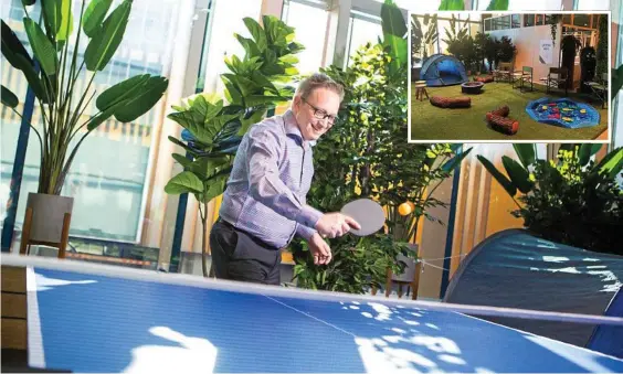  ?? Photo: Contribute­d ?? NEW AREA: Simon Mills playing table tennis in Grand Central’s Dad Cave.