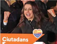  ??  ?? Celebratio­n: Citizens party leader Ines Arrimadas