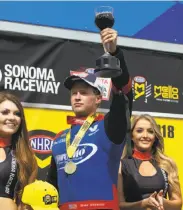  ?? D. Ross Cameron / Special to The Chronicle ?? Blake Alexander won in Top Fuel at the Toyota NHRA Sonoma Nationals at Sonoma Raceway.