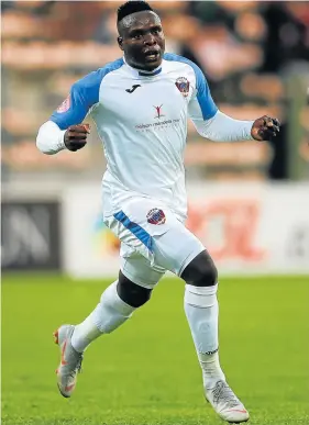  ?? Picture: GALLO IMAGES/SHAUN ROY ?? ON TARGET: Chippa United striker Rhulani Manzini was on the scoresheet when the Chilli Boys beat Free State Stars 2-0 at Goble Park stadium in Bethlehem on Saturday.