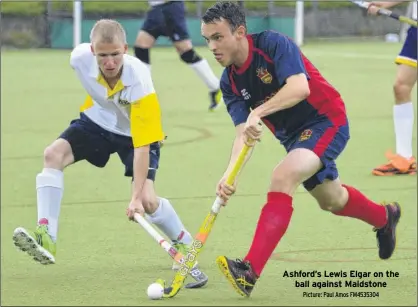  ?? Picture: Paul Amos FM4535304 ?? Ashford’s Lewis Elgar on the ball against Maidstone