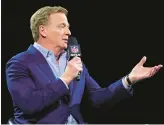  ?? PETER CASEY/GETTY ?? At his Super Bowl news conference, NFL Commission­er Roger Goodell said the league has seen improvemen­t in several key areas but more is needed.