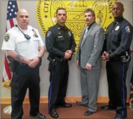  ?? SUBMITTED PHOTO ?? Chester life savers, from left: Chester Housing Authority Lt. Robert Fetzer; Chester Officer William Carey; Chester Capt. James Chubb; and Chester Officer Terrance Taylor.