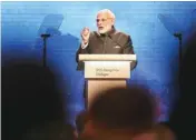  ??  ?? Prime Minister Narendra Modi delivers the keynote address at the opening dinner of the 17th IISS Shangri-la Dialogue in Singapore on Friday
