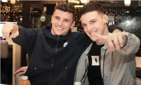  ?? Photograph: Martin Godwin/The Guardian ?? Mason Mount (left) and Declan Rice first started playing together when they were eight years old but they will be on opposing teams on Saturday.