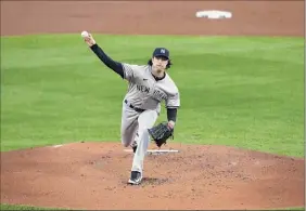  ?? Timothy T Ludwig / Getty ?? Gerrit Cole of the Yankees will start the playoffs opener on Tuesday night against the Indians in Cleveland after going 7-3 in the regular season.