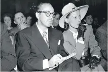  ?? THE ASSOCIATED PRESS FILES ?? Dalton Trumbo and his wife, Cleo, listen from the audience as the chairman of the House Un-American Activities Committee announces a contempt citation against him at a 1947 hearing.