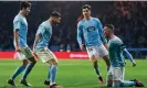  ?? ?? Iago Aspas (right) celebrates scoring Celta’s opener against Rayo with Gabri Veiga (second right) and the rest of his teammates. Photograph: Quality Sport Images/ Getty Images