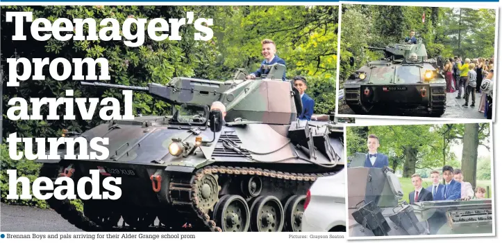  ?? Pictures: Grayson Seaton ?? ●● Brennan Boys and pals arriving for their Alder Grange school prom