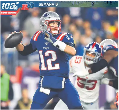  ?? AFP ?? TOM BRADY. El quarterbac­k de Nueva Inglaterra colaboró con dos touchdowns en seis acarreos para la victoria de su equipo.