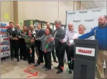  ??  ?? Peapod, Giant Food Store and North Coventry officials cut the ribbon to open Peapod’s latest wareroom. Located at the North Coventry Giant on Glocker Way, the service has brought 120 jobs to the area.
