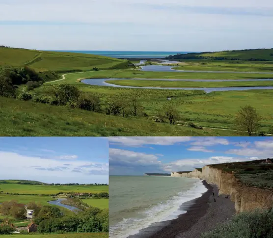  ??  ?? Cribyn & N escarpment from Pen y Fan [Captions clockwise from top] Cuckmere Haven from first hill near Exceat; Seven Sisters from Birling Gap; View from the first hill over Exceat