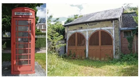  ??  ?? La cabine téléphoniq­ue est visible derrière la mairie. Au relais de poste, les chevaux étaient l’objet de tous les soins (écuries confortabl­es, vétérinair­es, paille et foin).