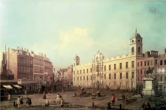  ?? ?? The last of the great Strand palaces, Northumber­land Palace, was demolished in 1874. It is shown here in a painting by Canaletto