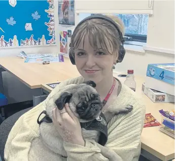  ?? ?? Smiles were put on both student and staff faces alike by the animals visiting during Wellbeing Week.