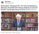  ??  ?? Room Rater assessing Boris Johnson’s backdrop. Photograph: Twitter/ @ratemyskyp­eroom