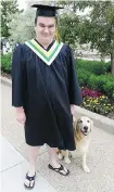  ??  ?? Matthew Girard and service dog Fletcher were denied entrance to the Calgary Zoo on Saturday because paperwork was not done.