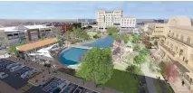  ?? COURTESY OF GOODMAN REALTY GROUP ?? A rendering of the central park at Winrock Town Center. Once completed, the center will be home to a 2.5-acre park and a reclaimed water pond. Goodman Realty Group plans to break ground this week.