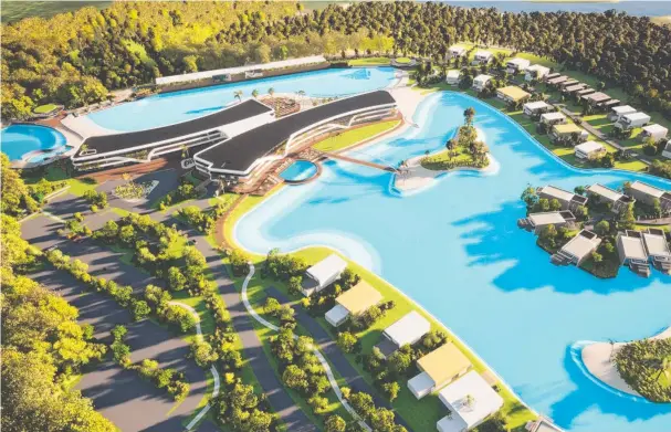  ?? Images: Gary Hunt Design ?? An aerial view of the NorthBreak surf park, which was proposed to be built near Port Douglas.